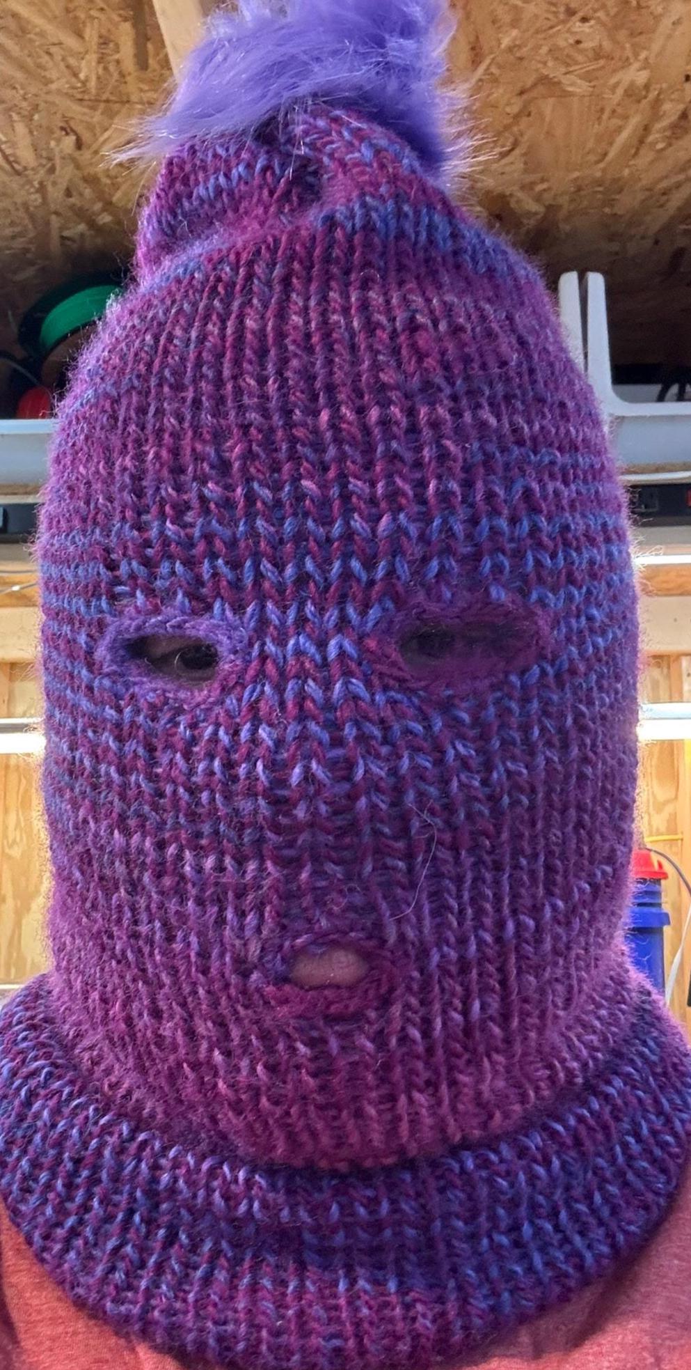Ski Mask Balaclava 3 Hole Shades of Purple Thick Winter Hat  display picture 1