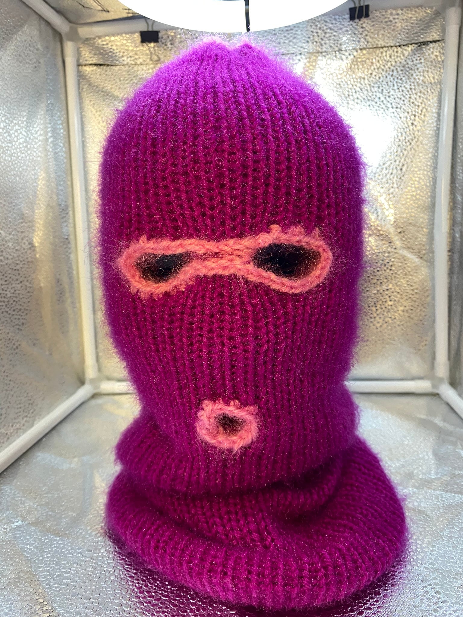 Handmade Purple/pink Balaclava Ski Mask: Double Layer Winter Hat
