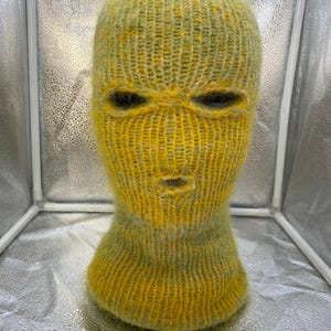 Balaclava Ski Mask Yellow/Green 3 Hole Double Layer Winter Hat Beanie