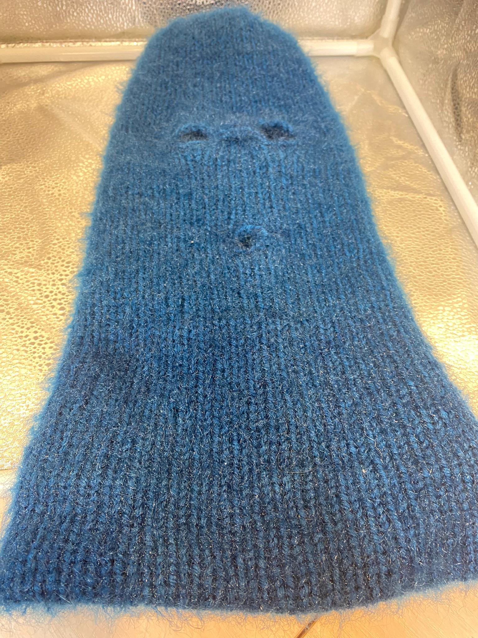 Balaclava Ski Mask Blue Double Layer Winter Hat Hand Made Skiing