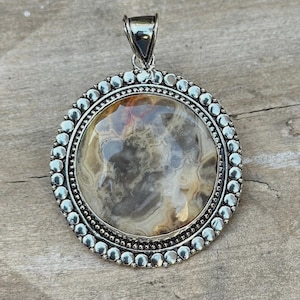 Maligano Jasper Pendant Brass Sterling Silver Pendant Maligano Jasper Gemstone Pendant Handmade Jewelry Maligano JasperWith Chain