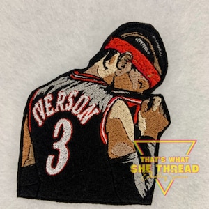 Allen Iverson NBA 4x4 Sew On Embroidered patch, hbcu melanin, black king, black history 1867, back to school, kobe, lebron, curry, sticker