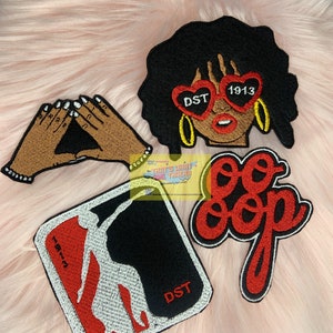 DST Sorority Sew On Patch Embroidered Bundle, melanin, black history, black girl magic, black pop culture, delta girl, 1908, the redz,