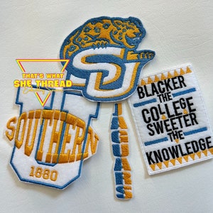 Southern University Embroider Patch BUNDLE, hbcu future alum, Jaguars, new students, grad, black girl magic, crocs, melanin, black history
