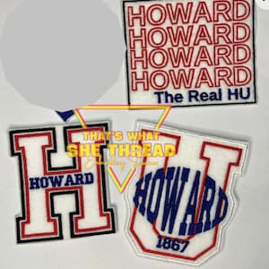 Howard University HU HBCU Sew On Patch Embroidered Bundle, melanin, black history, black girl magic, black pop culture, 186, homecoming