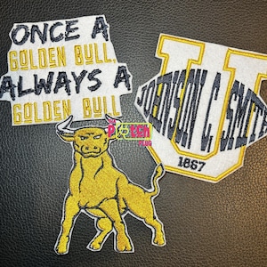 Johnson C Smith University Embroidered Sew On Patch, hbcu homecoming, graduation gift, for custom sweatshirts, golden bulls, jcsu, athletics