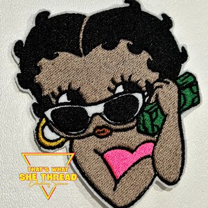 Écusson brodé Betty Boop, arnaqueur, patronne, pour crocodile, mélanine, magie noire, sac d'argent