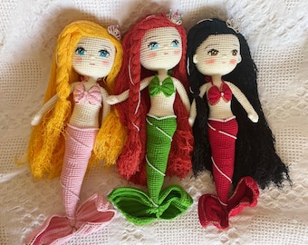 Handmade Crochet Mermaid Princess Doll: Milk Cotton Amigurumi (16 inch)