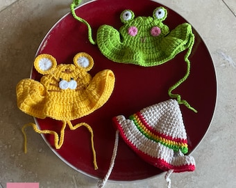 Crochet Cat Hat: Frog, Tiger, Sombrero - Pet Costume