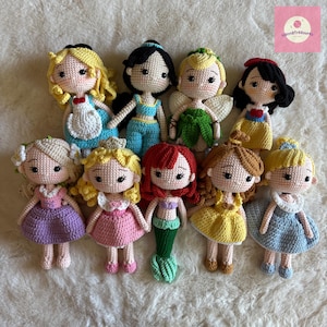 Handmade Crochet Disney Princess Doll, Stuffed Toy, Cute Beautiful Plushies, Amigurumi Baby