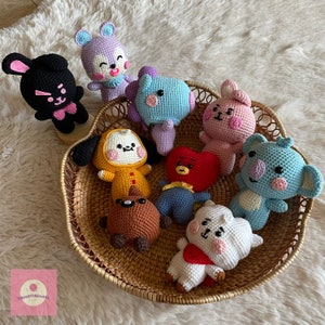 Handmade Crochet Baby BT21 BTS Doll, Stuffed Toy, Koya, RJ, Shooky, Mang, Chimmy, Tata, Cooky, Cute Beautiful Plushies, Amigurumi Baby