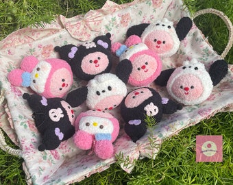 Cute Sanrio Kuromi My Melody Pochacco Crochet Keychain, Handmade