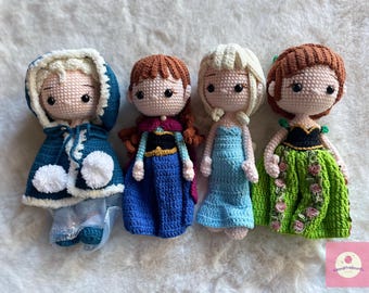 Handmade Crochet Frozen Elsa Anna Disney Princess Doll, Stuffed Toy, Cute Beautiful Plushies, Amigurumi Baby