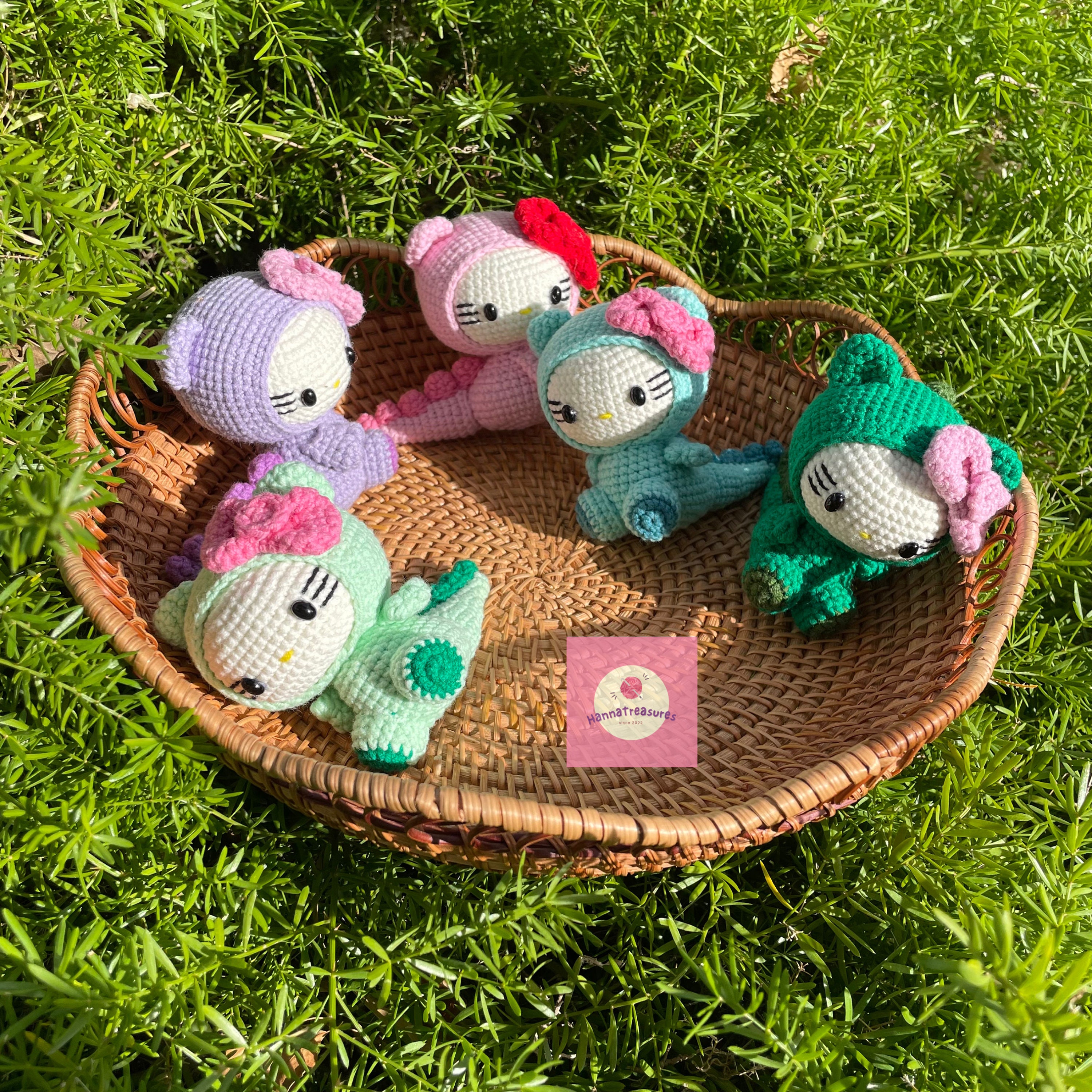 Handmade Crochet Dinosaur Hello Kitty Doll: Baby Yarn Plushie - Etsy