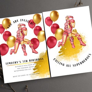 Superhero Birthday Boy Invitation Editable Template Super