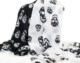 Skull Scarf – Gothic Punk Fashion Accessory. Grey. Lightweight - Etsy