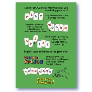 WORD SPLICE Word-forming Card Game for Families & Kids age 7, 1-6 players Easy to Learn and Fast Fun to Play Word Fun for Everyone image 6