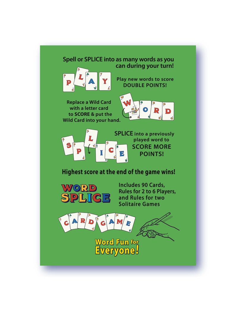 WORD SPLICE Word-forming Card Game for Families & Kids age 7, 1-6 players Easy to Learn and Fast Fun to Play Word Fun for Everyone image 6