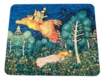 Firebird Mousepad Fairy-tale Mazeology, Colorful 8”x9.5” Fabric Top, Thick Non-skid Rubber Base – DRESS-UP your DESKTOP! Makes a Lovely Gift