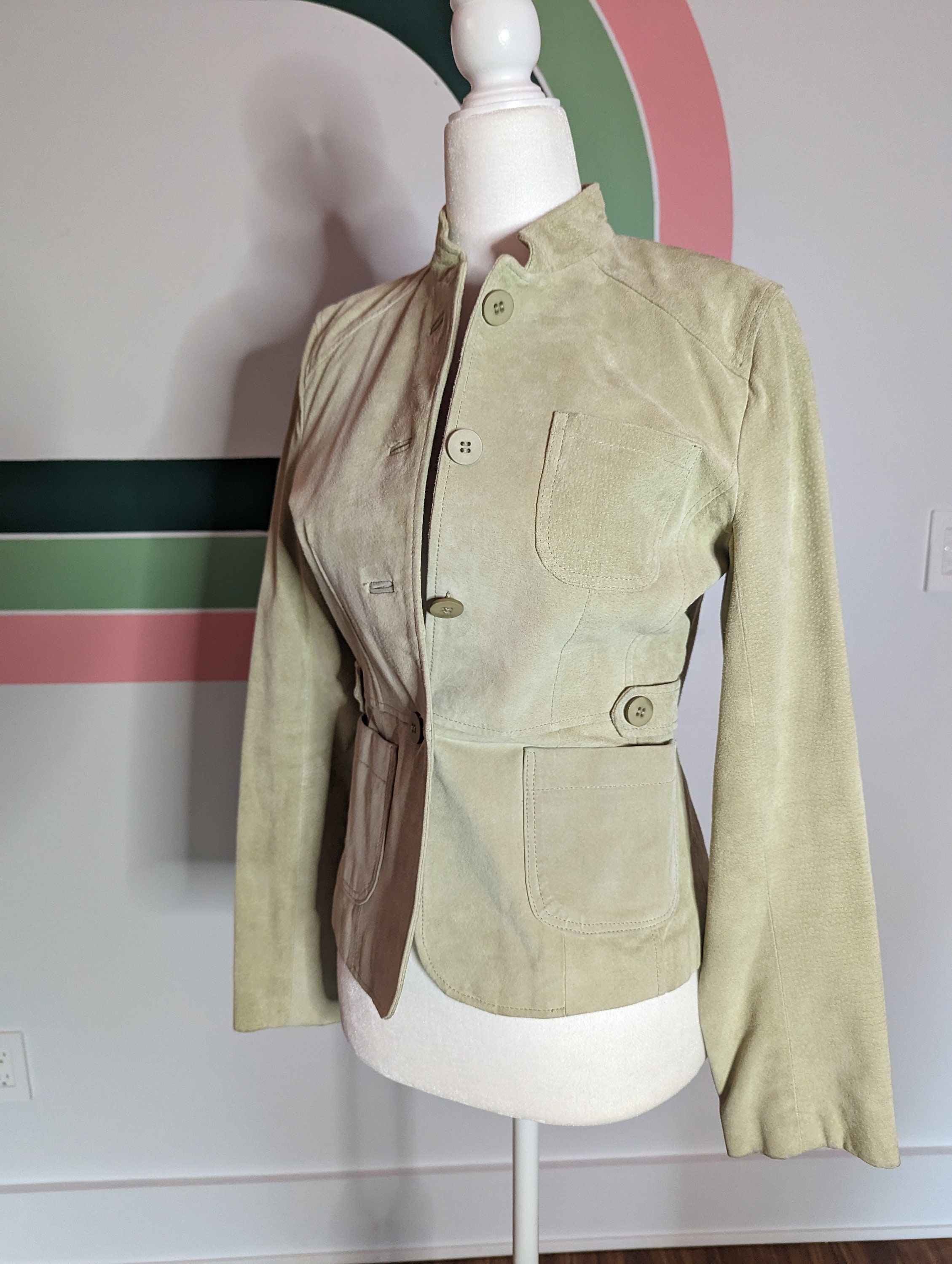 O*様 未着用　Pistachio green nappa leather ja ZARA NEW PISTACHIO GREEN LIME BLAZER MULTIWAY BELT SIZE S