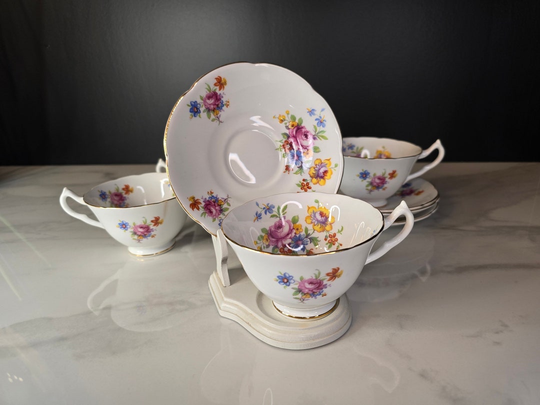Floral Collingwoods Tea Set of 4 Cups and Saucers - Etsy