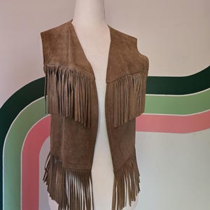 Vintage Brown Suede Fringe Vest | Genuine Leather, Boho Western Style