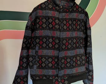 Vintage 1990s Woolrich Aztec Pattern Wool Shell Jacket / Vintage