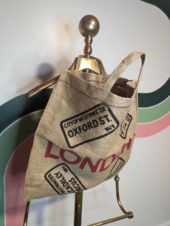 London Burlap Tote Bag