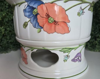 Villeroy & Boch Amapola Soufflé Dish with Matching Warmer | Rare Complete Set