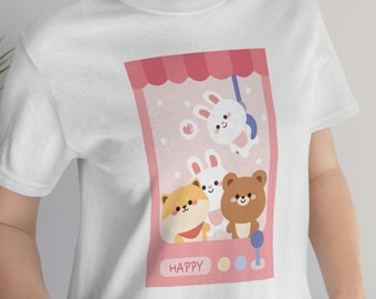 Kawaii Bunny Claw Machine Soft Cotton Shirt Unisex Jersey Short Sleeve Tee