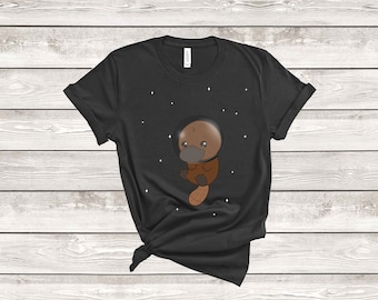 Cute Platypus Astronaut Soft Cotton Shirt Unisex Jersey Short Sleeve Tee