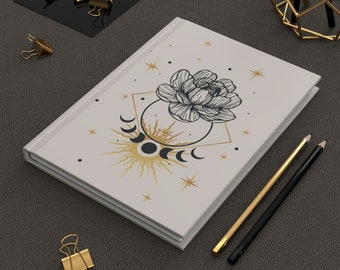 Sun and Moon Hard Cover Journal, Dream Journal, Celestial Journal, Hardcover Matte Finish