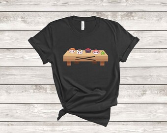 Kawaii Sushi Board Soft Cotton Shirt Unisex Jersey Short Sleeve Tee
