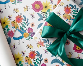 Alice in Wonderland Flowers Wrapping Paper Gift Wrap