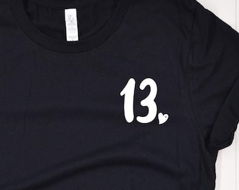 13th Birthday Gift For Girl, Minimalist 13th Birthday Shirt, Pocket 13th Birthday Gift, Hello Thirteen Tshirt, 13 Year Old Birthday Gifts