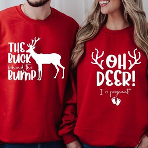 Christmas Baby Announcement Sweatshirt, Matching Couples Pregnancy Sweatshirt, Christmas Maternity Sweatshirt, Merry and Pregnant Sweatshirt