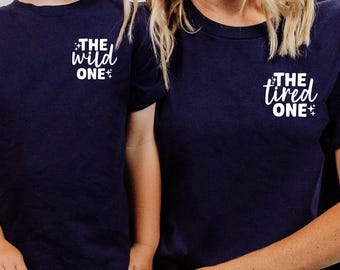 Matching Mom and Me Pocket Shirt, The Tired One Tee, The Wild One Shirts, Matching Mothers Day Shirt, Minimalist Mom Shirt, Baby Shower Gift