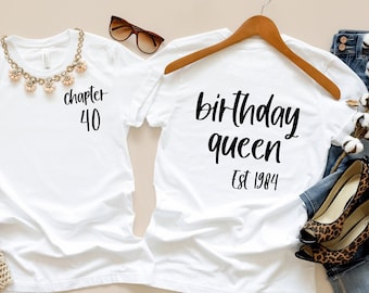 Chemise 40e anniversaire, t-shirt d'anniversaire personnalisé Queen Est, chemise d'anniversaire personnalisée, t-shirt d'anniversaire personnalisé, t-shirt d'âge d'anniversaire personnalisé