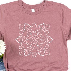 Pretty Flower Shirt, Cute Spring Shirt, Geometry Pattern Shirt, Geometric Design Flower Shirt, Flower T-Shirt, Gift For Mom, Springtime Tees