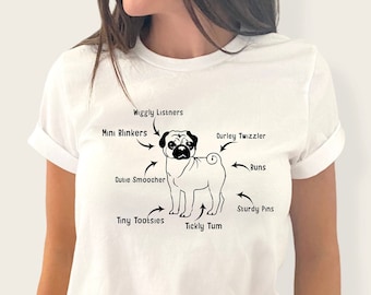 Pug Dog Shirt, Pug Anatomy T-Shirt, Dog Shirt, Dog Lover Shirt, Cute Dog Shirt, Pug Life Tee, Animal Lover Tshirt, Dog Lover Gift, Pug Shirt