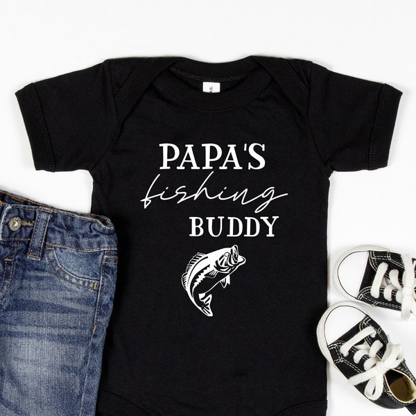 Cute Baby Clothes, Fisherman TShirt, Gift For Father, Daddys Fishing Buddy Tee, Fishing With Papa, Grandfather, Papas Boy Bodysuit, Papa Tee