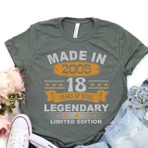 18th birthday Shirt, 18th Birthday Gifts For Her And Him, 18th Birthday Gift Idea, 18 Years Old Gifts, Eighteen Birthday Shirt, Born in 2005 image 1