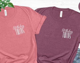 Birthday Twins Pocket Shirt, Minimalist Birthday T-shirt, Birthday Matching Tee, Birthday Party Gift, Best Friend Birthday Tee,Same Birthday