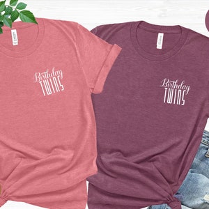 Birthday Twins Pocket Shirt, Minimalist Birthday T-shirt, Birthday Matching Tee, Birthday Party Gift, Best Friend Birthday Tee,Same Birthday image 1