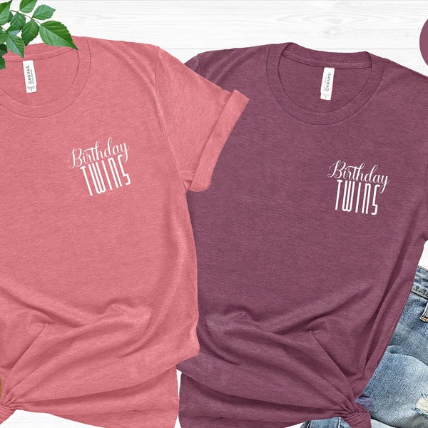 Birthday Twins Pocket Shirt, Minimalist Birthday T-shirt, Birthday Matching Tee, Birthday Party Gift, Best Friend Birthday Tee,Same Birthday