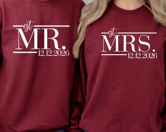 Wife and Husband, Mr and Mrs Sweatshirt, Just Married Hoodie, Bridal Shower Gift, Wedding Anniversary, Honeymoon Hoodie, Couples Sweatshirt