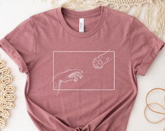 Adam Creation Shirt, Creation of Adam Shirt, Funny Cat Shirt, Minimalist Shirt, Funny Cat Mom Shirt, Cat Lover Gift for Women, Funny Cat Tee