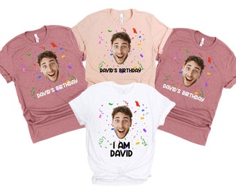 Camiseta divertida de cumpleaños a juego, camiseta grupal para fiesta de cumpleaños, camiseta con cara, camiseta de cumpleaños con cara personalizada, camiseta con foto personalizada, camiseta con foto de cumpleaños