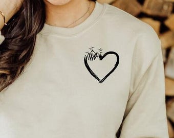 Adventure Awaits Pocket Sweatshirt, Camping Minimalist Sweatshirt, Mountain Heart Sweatshirt, Adventure Sweatshirt, Mountain Sweat, Hiker
