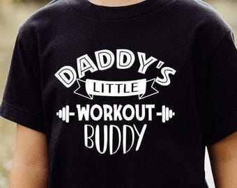 Daddy's Workout Buddy Bodysuit, Baby Announcement Bodysuit, Little Workout Buddy Bodysuit, Father Day Gift, I Love My Dad, Daddy Bestie Tee